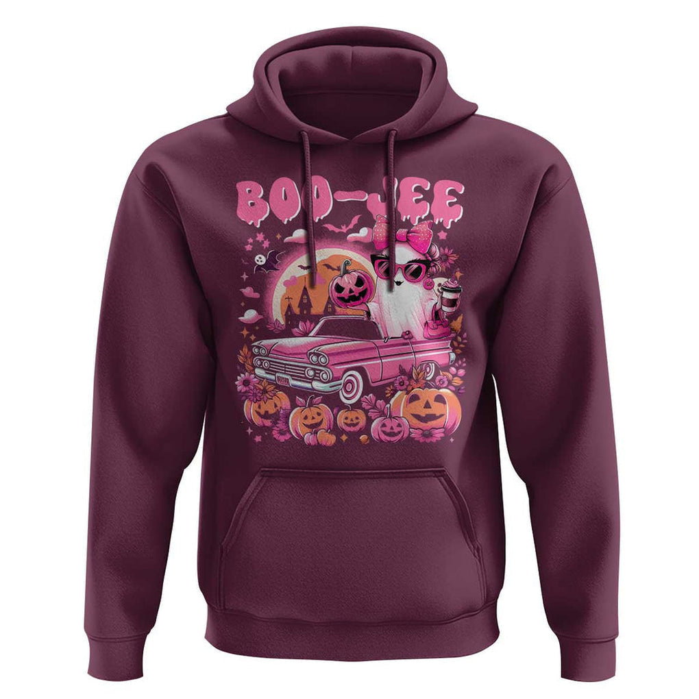 Funny Halloween Hoodie Boo Jee Pink Ghost Boujee Pumpkin Haunted House TS11 Maroon Print Your Wear