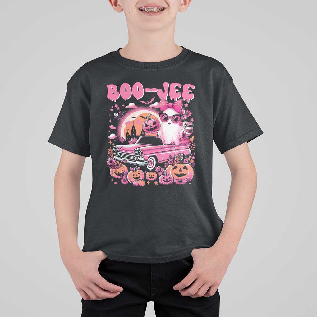 Funny Halloween T Shirt For Kid Boo Jee Pink Ghost Boujee Pumpkin Haunted House TS11 Black Print Your Wear
