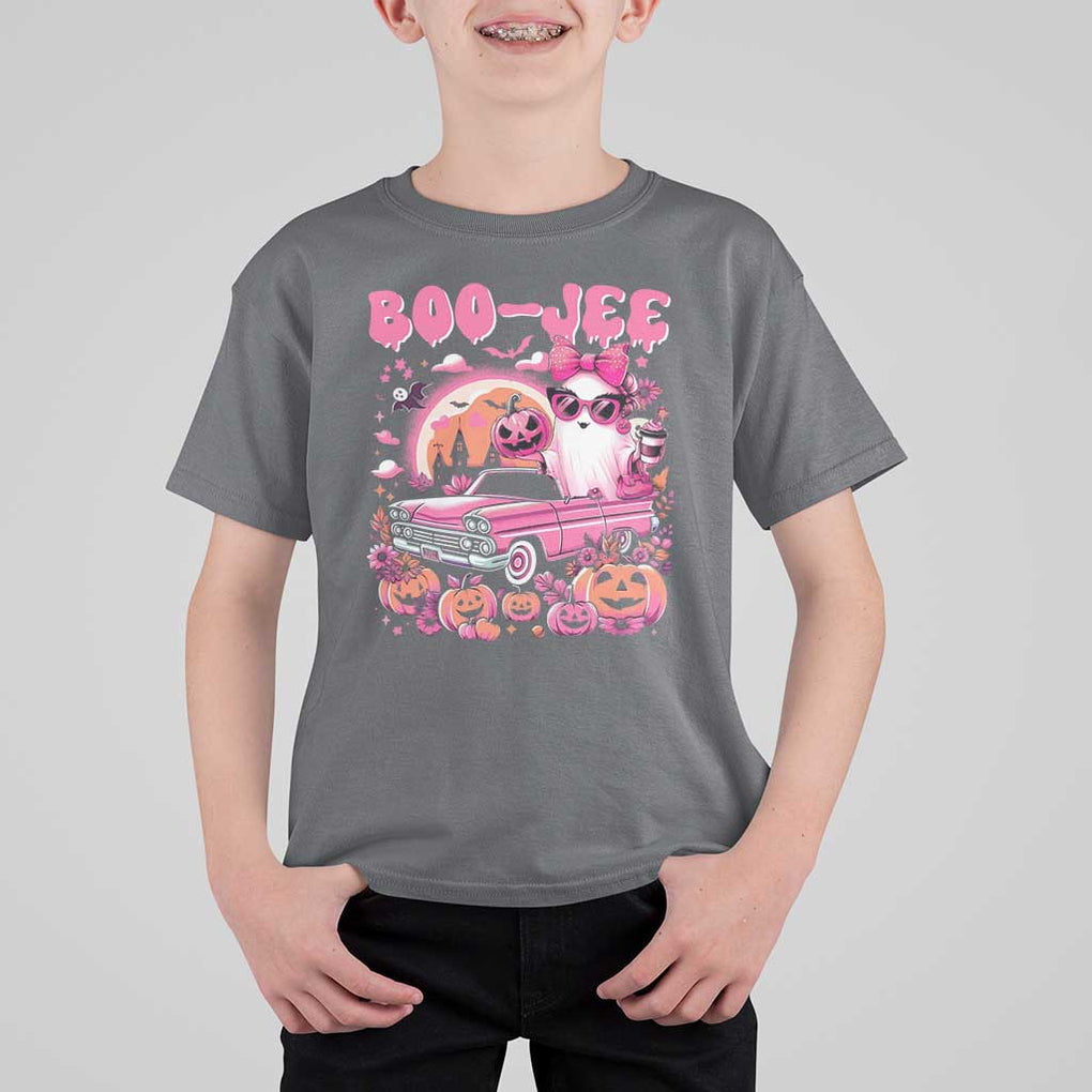 Funny Halloween T Shirt For Kid Boo Jee Pink Ghost Boujee Pumpkin Haunted House TS11 Charcoal Print Your Wear