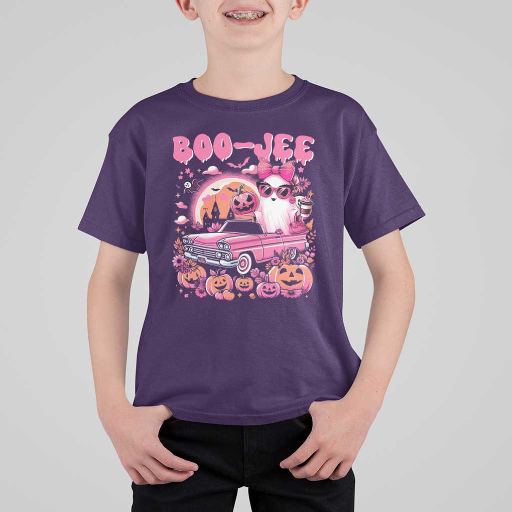 Funny Halloween T Shirt For Kid Boo Jee Pink Ghost Boujee Pumpkin Haunted House TS11 Purple Print Your Wear