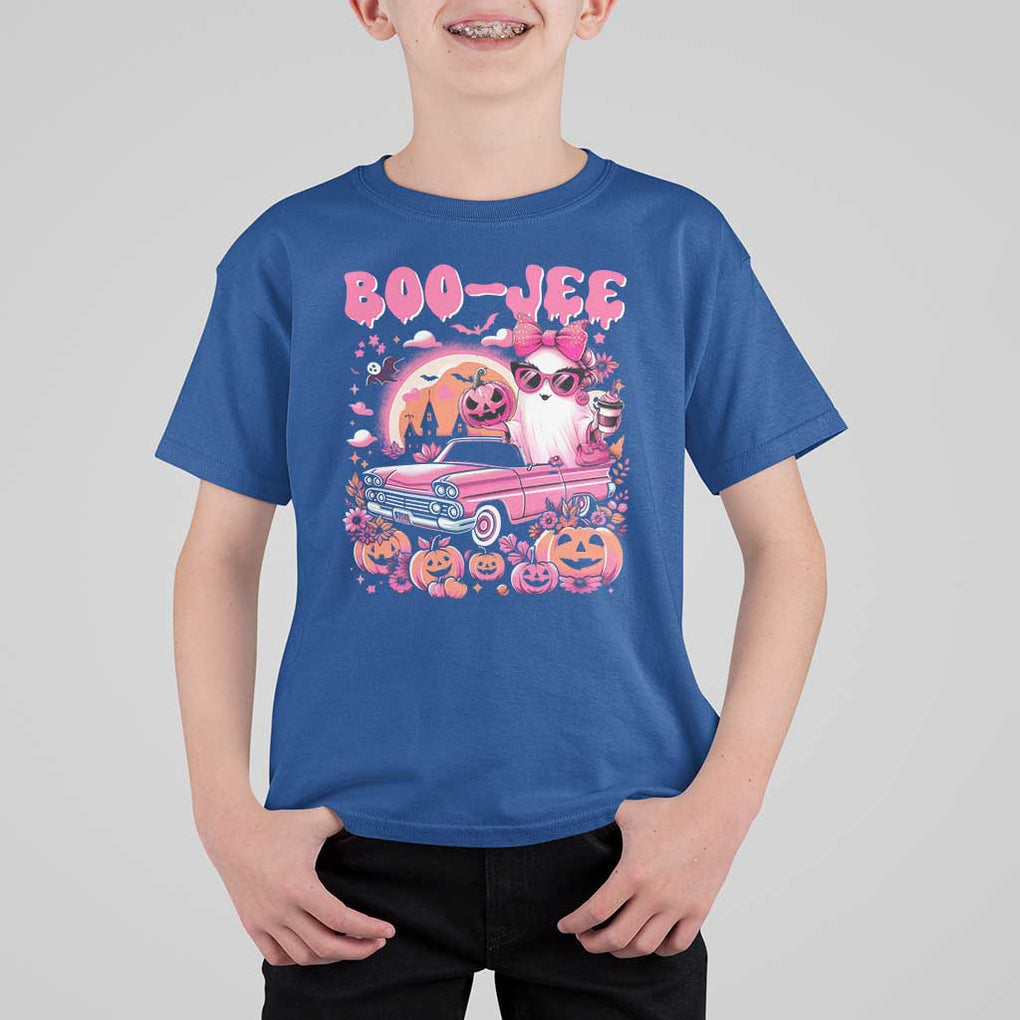 Funny Halloween T Shirt For Kid Boo Jee Pink Ghost Boujee Pumpkin Haunted House TS11 Royal Blue Print Your Wear