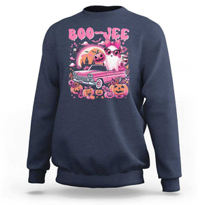 Funny Halloween Sweatshirt Boo Jee Pink Ghost Boujee Pumpkin Haunted House TS11 Navy Print Your Wear