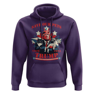 Funny Trump Hoodie Save Our Pets Vote Trump 2024 Dog Cat Star TS11 Purple Print Your Wear