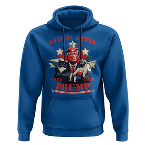 Funny Trump Hoodie Save Our Pets Vote Trump 2024 Dog Cat Star TS11 Royal Blue Print Your Wear