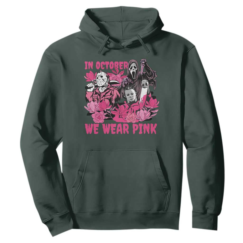 Breast Cancer Awareness Murderers Hoodie In October We Wear Pink Vintage Flower TS11 Dark Forest Green Print Your Wear