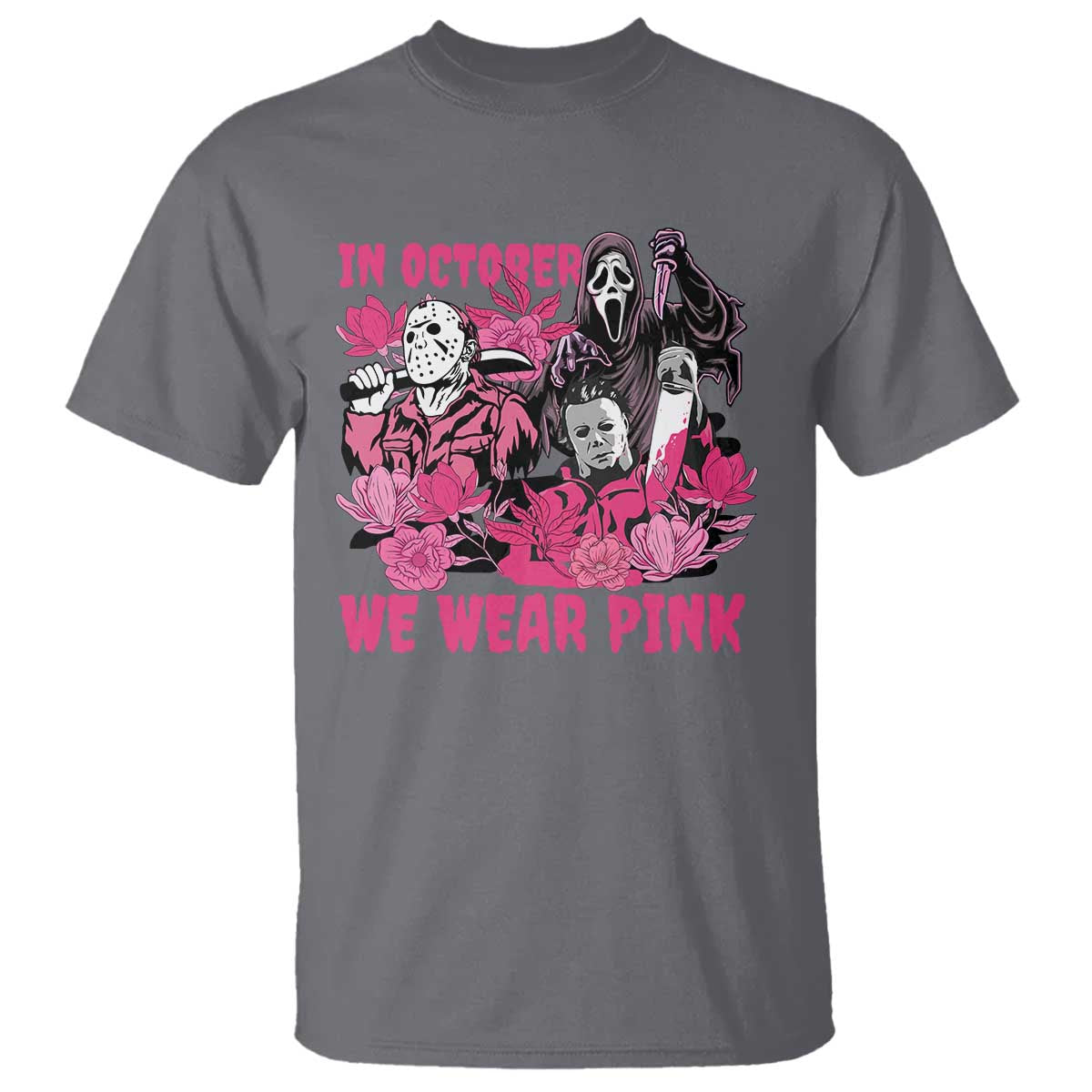 Breast Cancer Awareness Murderers T Shirt In October We Wear Pink Vintage Flower TS11 Charcoal Print Your Wear