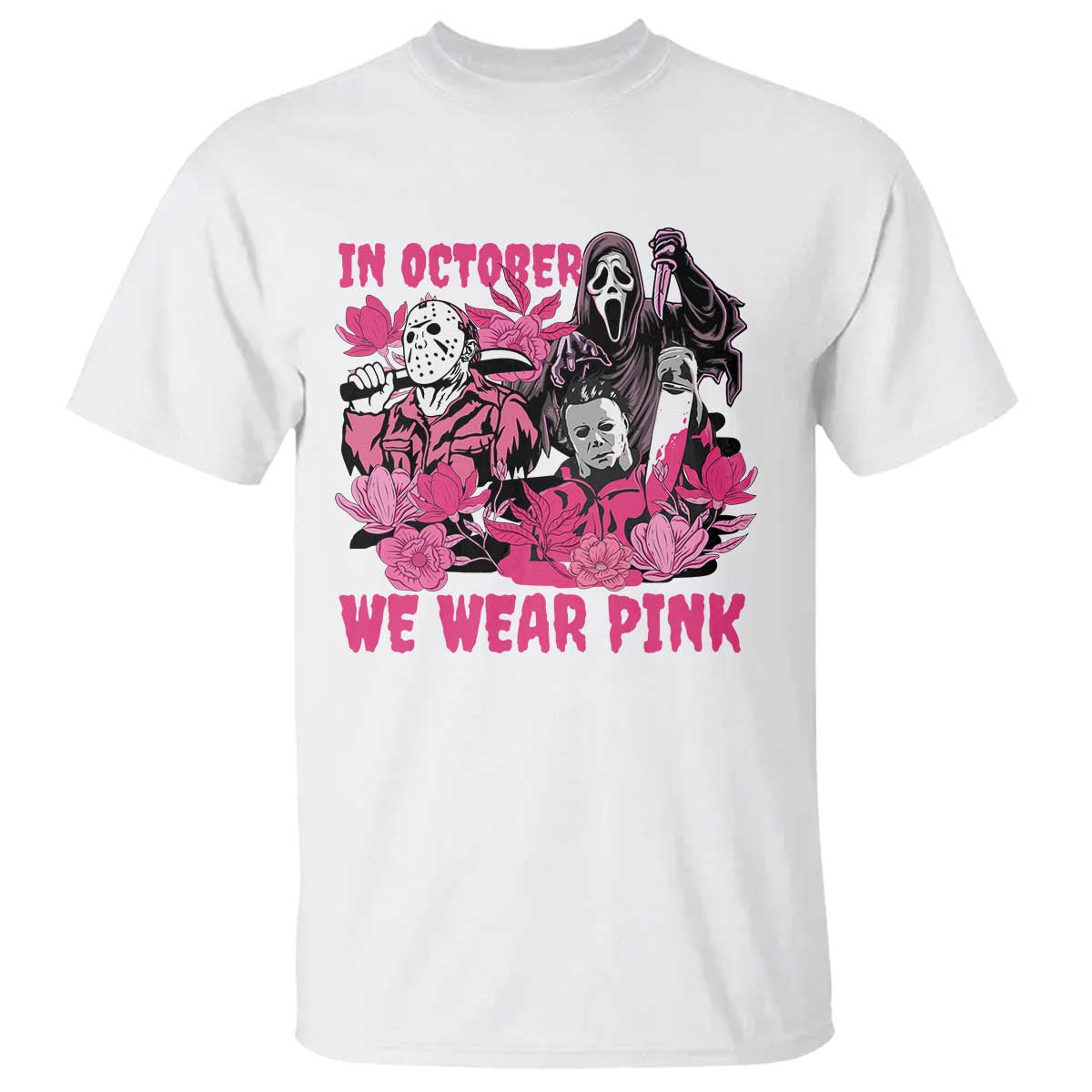 Breast Cancer Awareness Murderers T Shirt In October We Wear Pink Vintage Flower TS11 White Print Your Wear