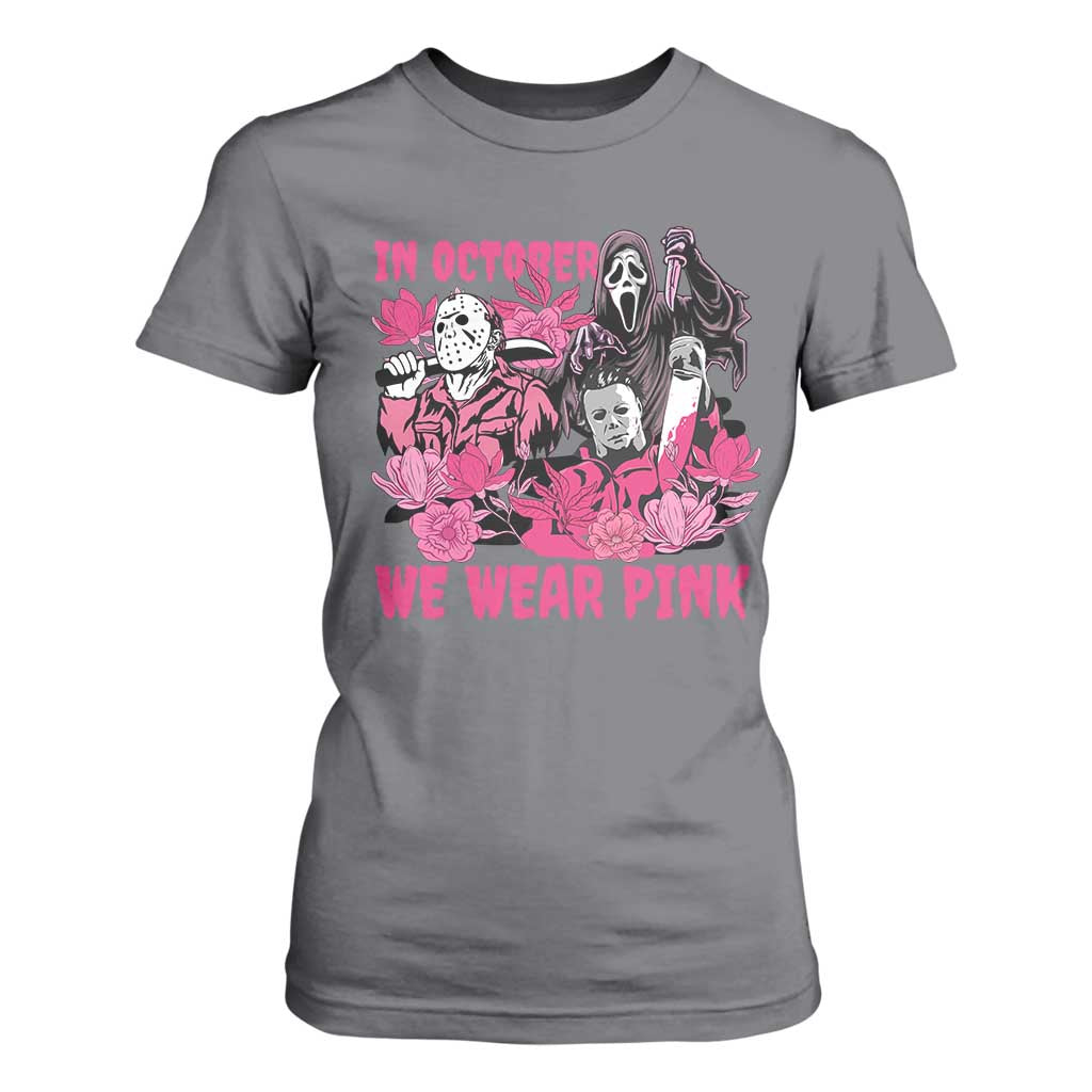 Breast Cancer Awareness Murderers T Shirt For Women In October We Wear Pink Vintage Flower TS11 Charcoal Print Your Wear