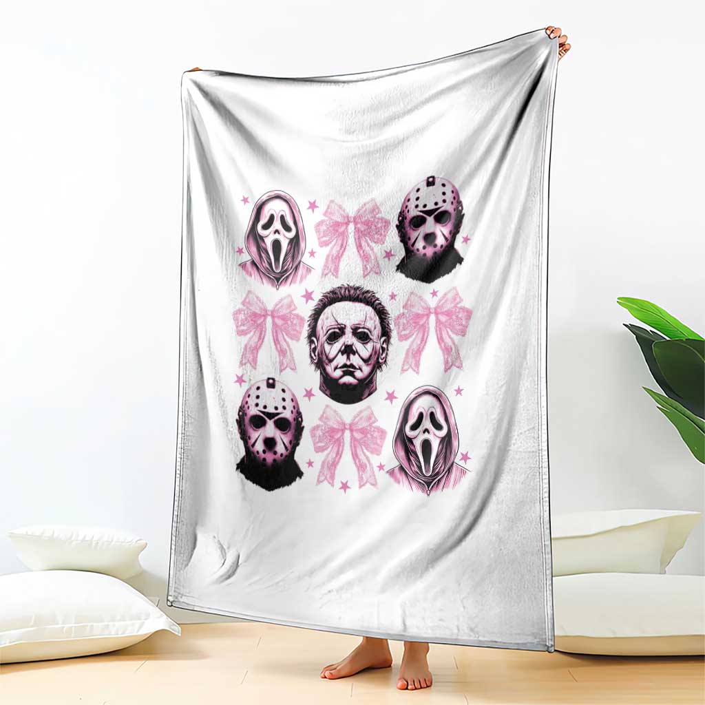 Halloween Throw Blanket Scary Murderers Pink Bows Coquette Aesthetic TS11 Print Your Wear
