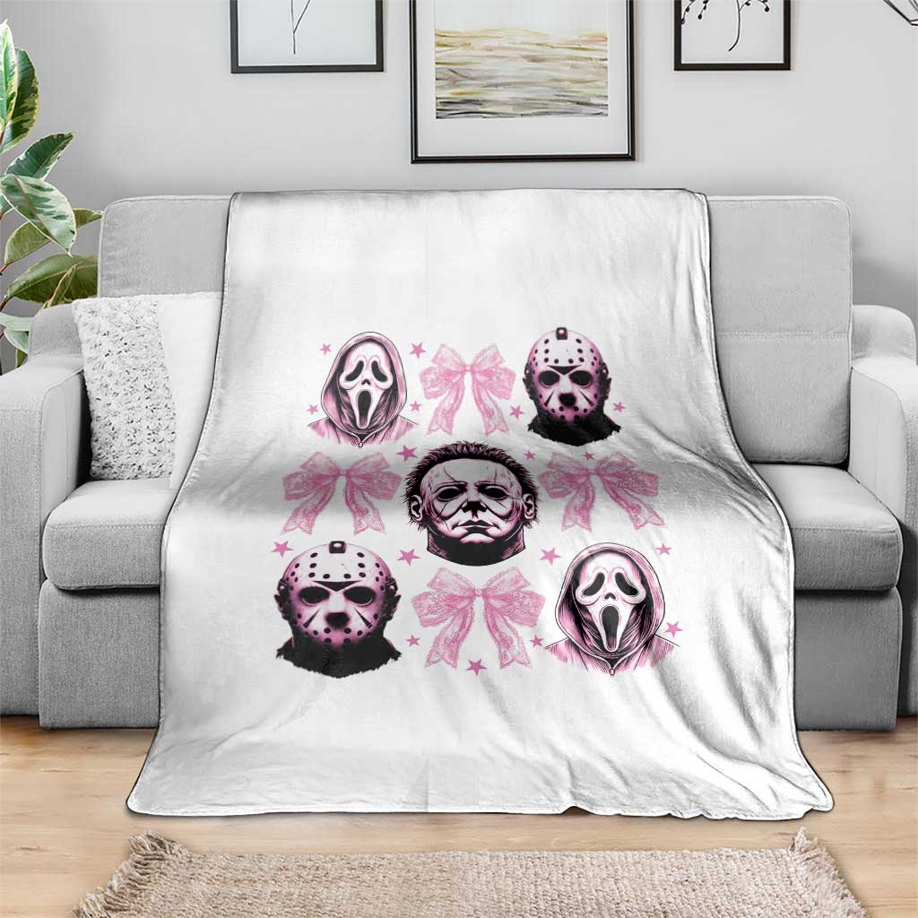 Halloween Throw Blanket Scary Murderers Pink Bows Coquette Aesthetic TS11 Print Your Wear