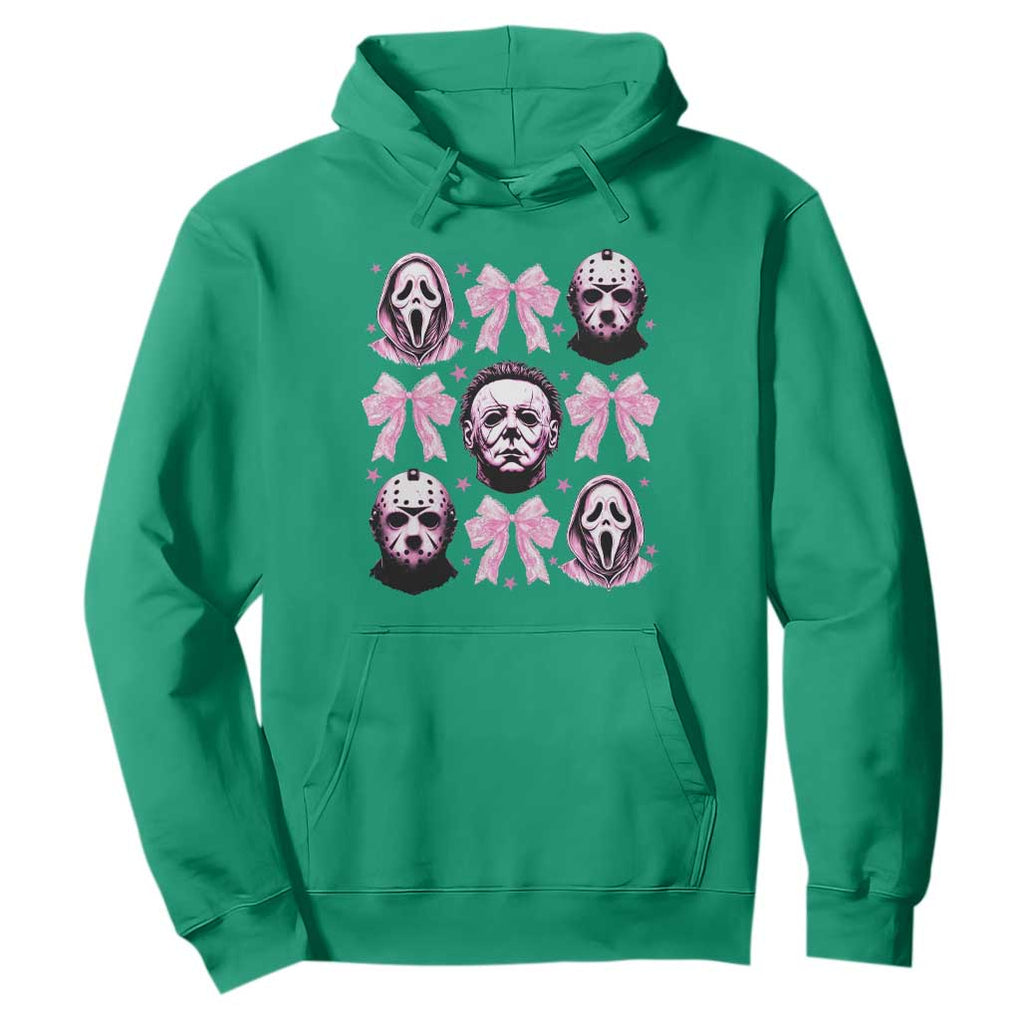 Halloween Hoodie Scary Murderers Pink Bows Coquette Aesthetic TS11 Irish Green Print Your Wear