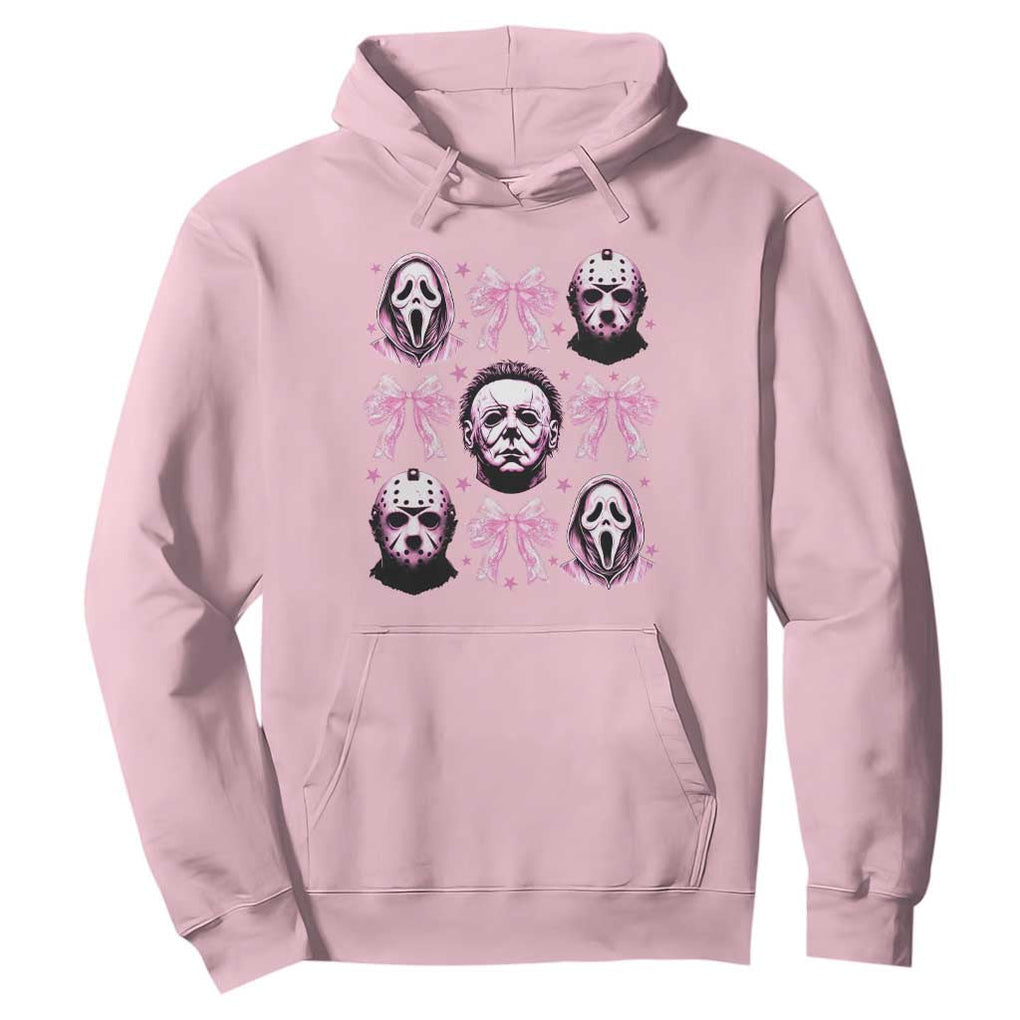Halloween Hoodie Scary Murderers Pink Bows Coquette Aesthetic TS11 Light Pink Print Your Wear