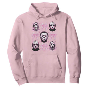 Halloween Hoodie Scary Murderers Pink Bows Coquette Aesthetic TS11 Light Pink Print Your Wear