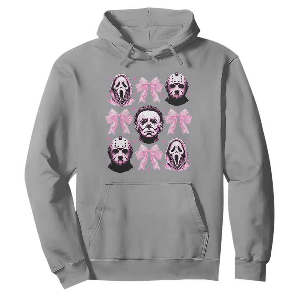 Halloween Hoodie Scary Murderers Pink Bows Coquette Aesthetic TS11 Sport Gray Print Your Wear