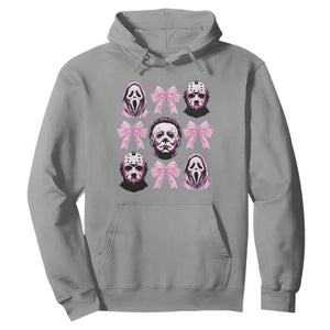 Halloween Hoodie Scary Murderers Pink Bows Coquette Aesthetic TS11 Sport Gray Print Your Wear