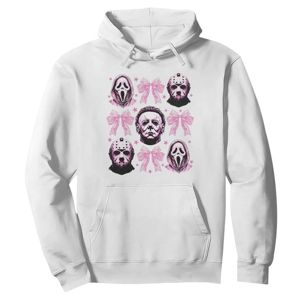 Halloween Hoodie Scary Murderers Pink Bows Coquette Aesthetic TS11 White Print Your Wear
