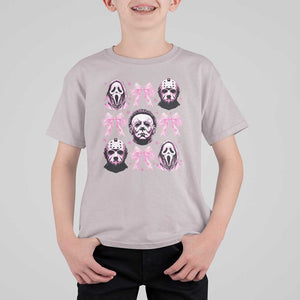 Halloween T Shirt For Kid Scary Murderers Pink Bows Coquette Aesthetic TS11 Ice Gray Print Your Wear