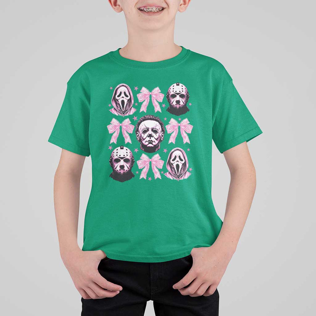Halloween T Shirt For Kid Scary Murderers Pink Bows Coquette Aesthetic TS11 Irish Green Print Your Wear