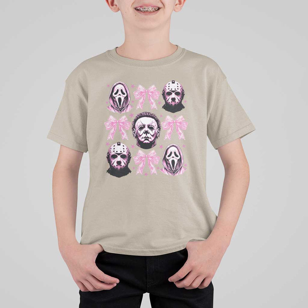 Halloween T Shirt For Kid Scary Murderers Pink Bows Coquette Aesthetic TS11 Sand Print Your Wear