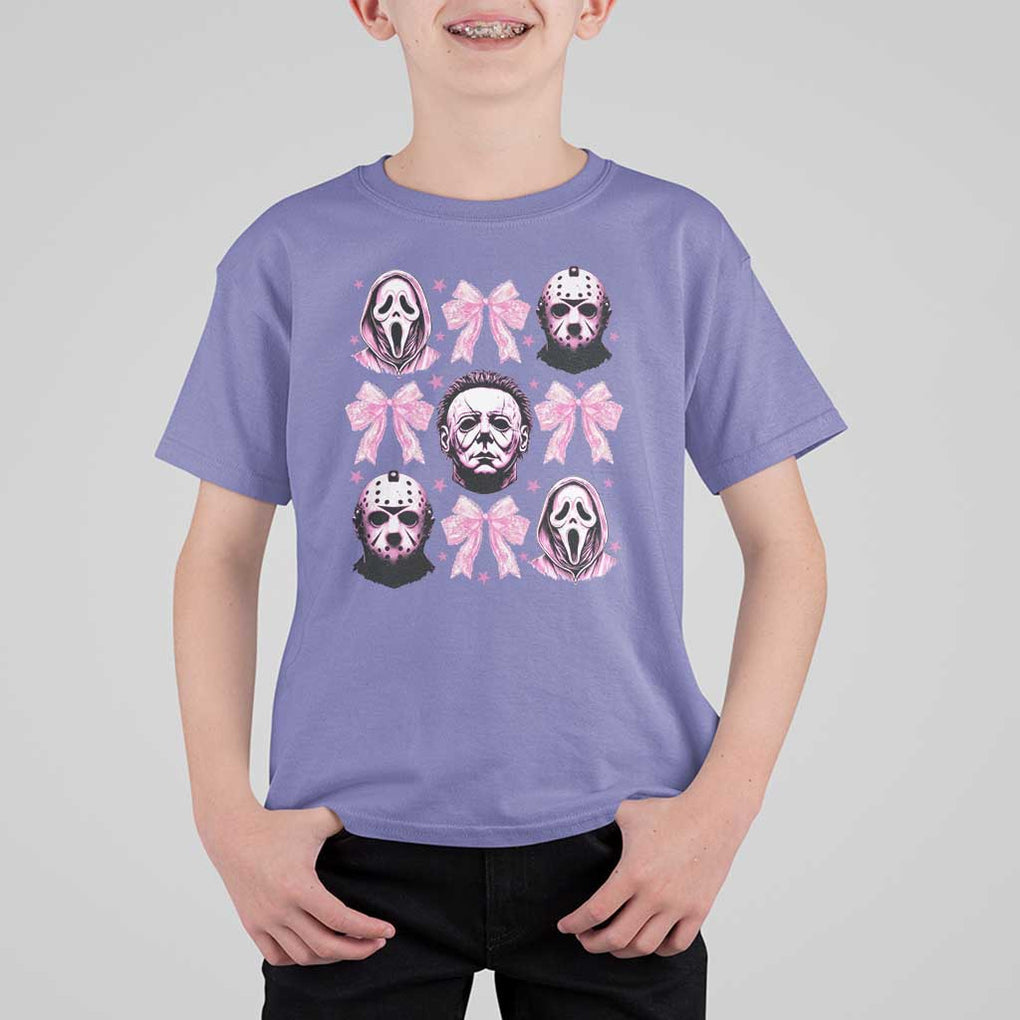 Halloween T Shirt For Kid Scary Murderers Pink Bows Coquette Aesthetic TS11 Violet Print Your Wear