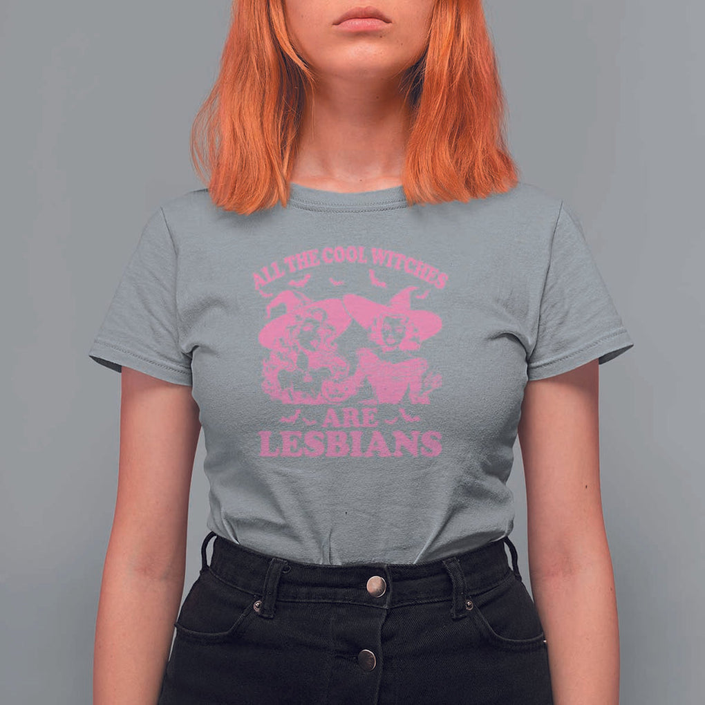 Halloween LGBT T Shirt For Women All The Cool Witches Are Lesbians Spooky Season TS11 Sport Gray Print Your Wear