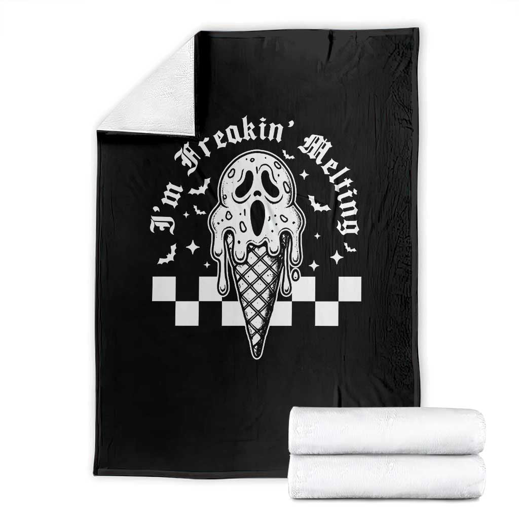 Funny Halloween Throw Blanket I'm Freakin' Melting Ice Cream Scream Bat TS11 Black Print Your Wear