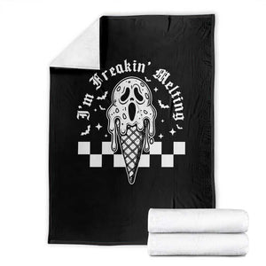 Funny Halloween Throw Blanket I'm Freakin' Melting Ice Cream Scream Bat TS11 Black Print Your Wear