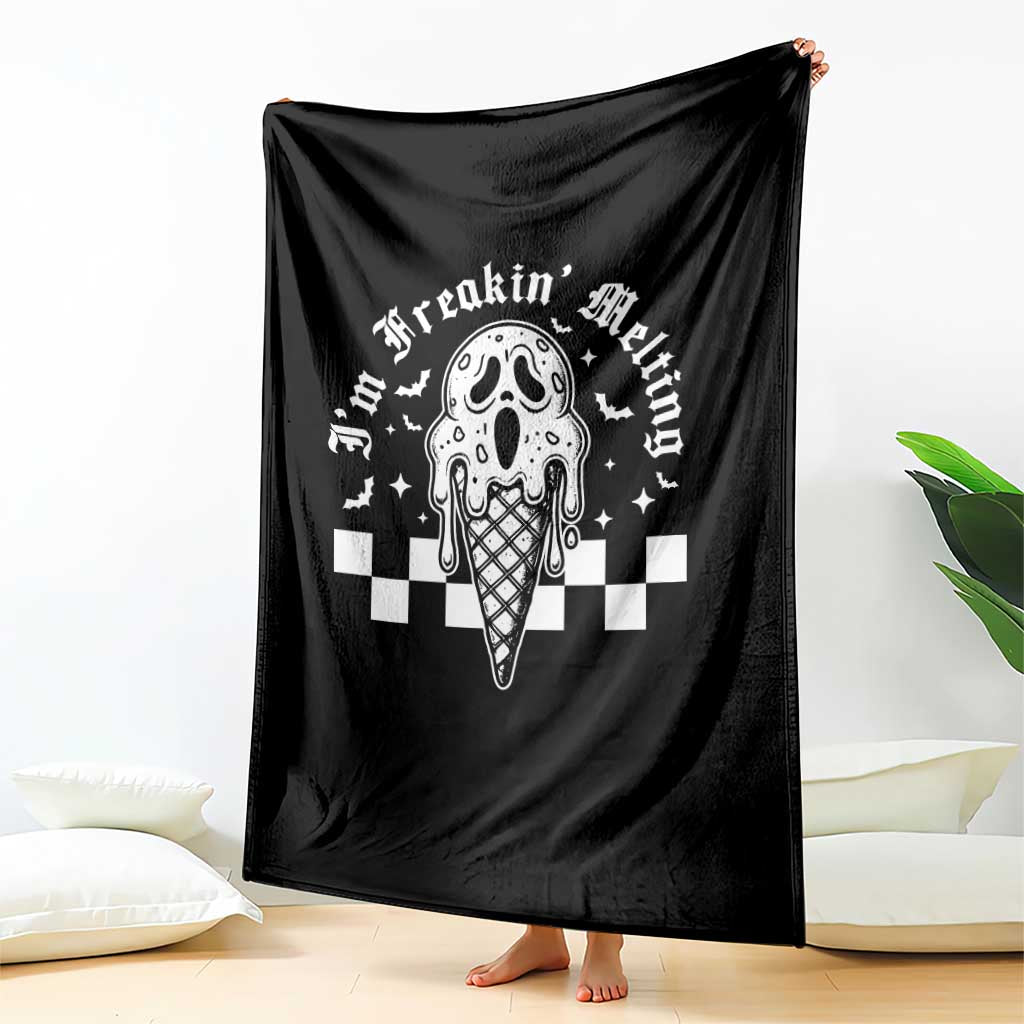 Funny Halloween Throw Blanket I'm Freakin' Melting Ice Cream Scream Bat TS11 Print Your Wear