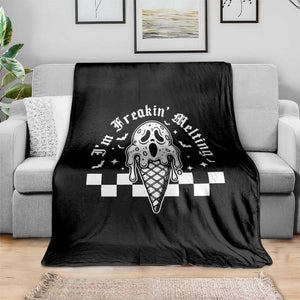 Funny Halloween Throw Blanket I'm Freakin' Melting Ice Cream Scream Bat TS11 Print Your Wear