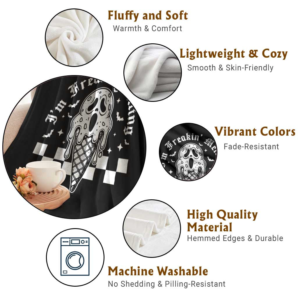 Funny Halloween Throw Blanket I'm Freakin' Melting Ice Cream Scream Bat TS11 Print Your Wear