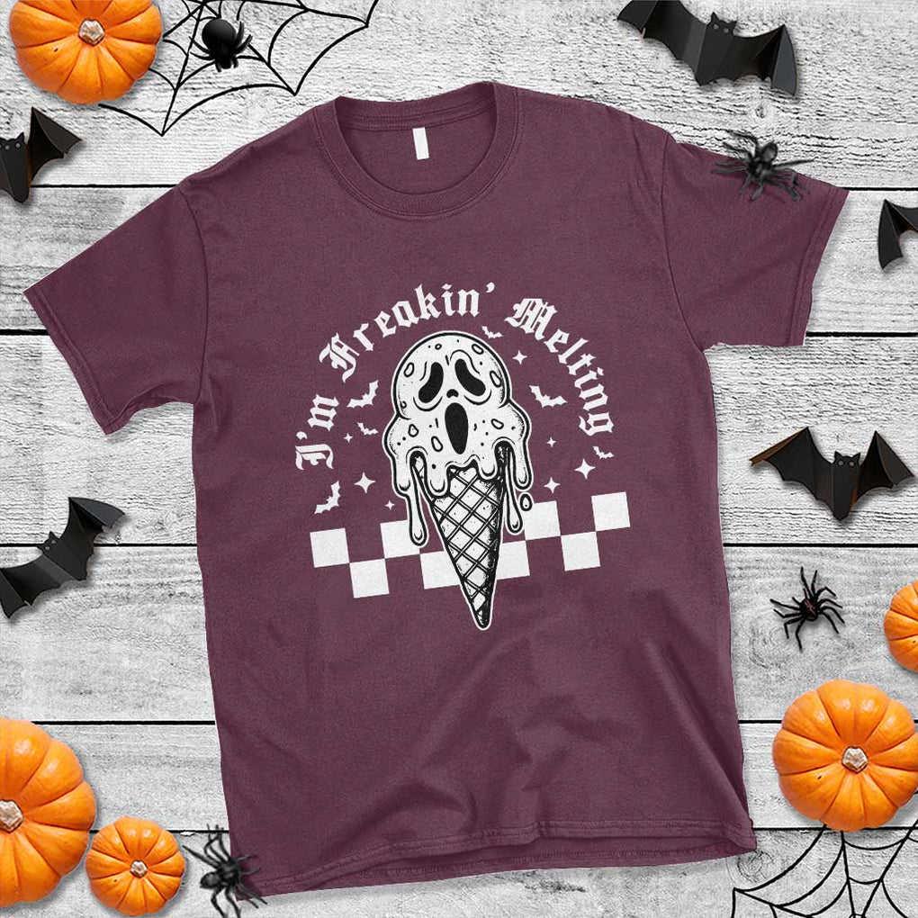 Funny Halloween T Shirt I'm Freakin' Melting Ice Cream Scream Bat TS11 Maroon Print Your Wear
