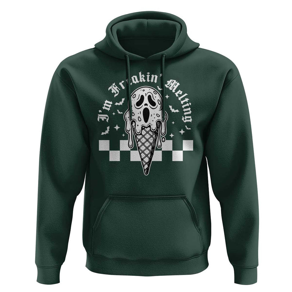 Funny Halloween Hoodie I'm Freakin' Melting Ice Cream Scream Bat TS11 Dark Forest Green Print Your Wear