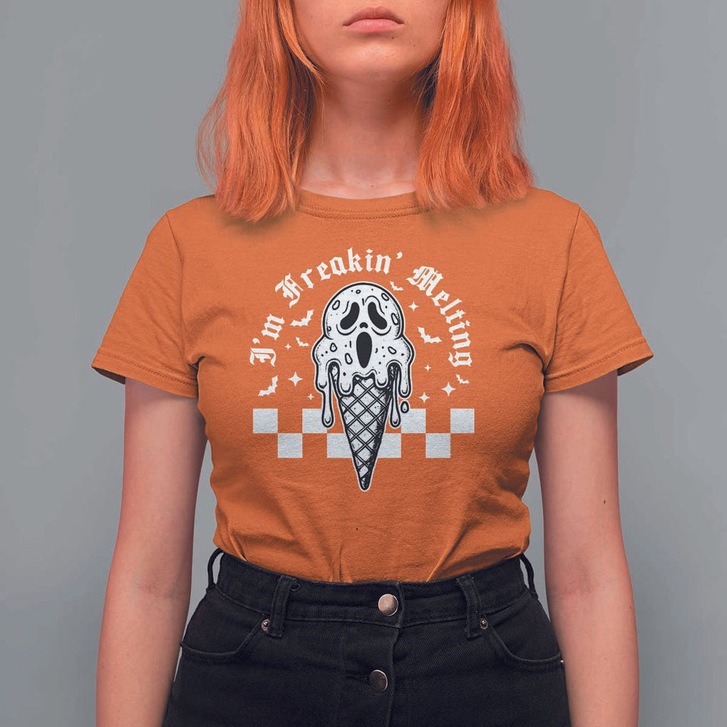 Funny Halloween T Shirt For Women I'm Freakin' Melting Ice Cream Scream Bat TS11 Orange Print Your Wear
