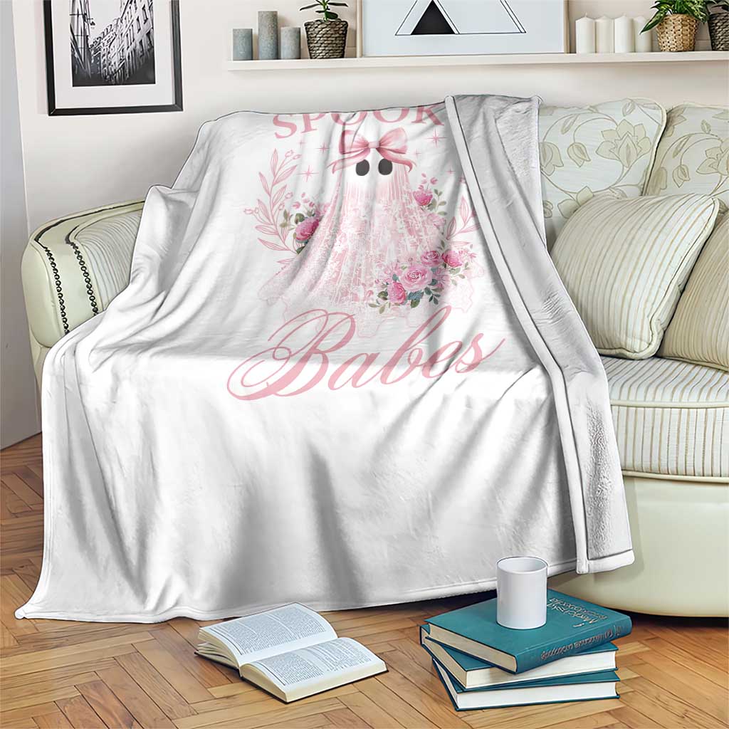 Halloween Throw Blanket Spooky Babes Pink Ghost Coquette Aesthetic TS11 Print Your Wear