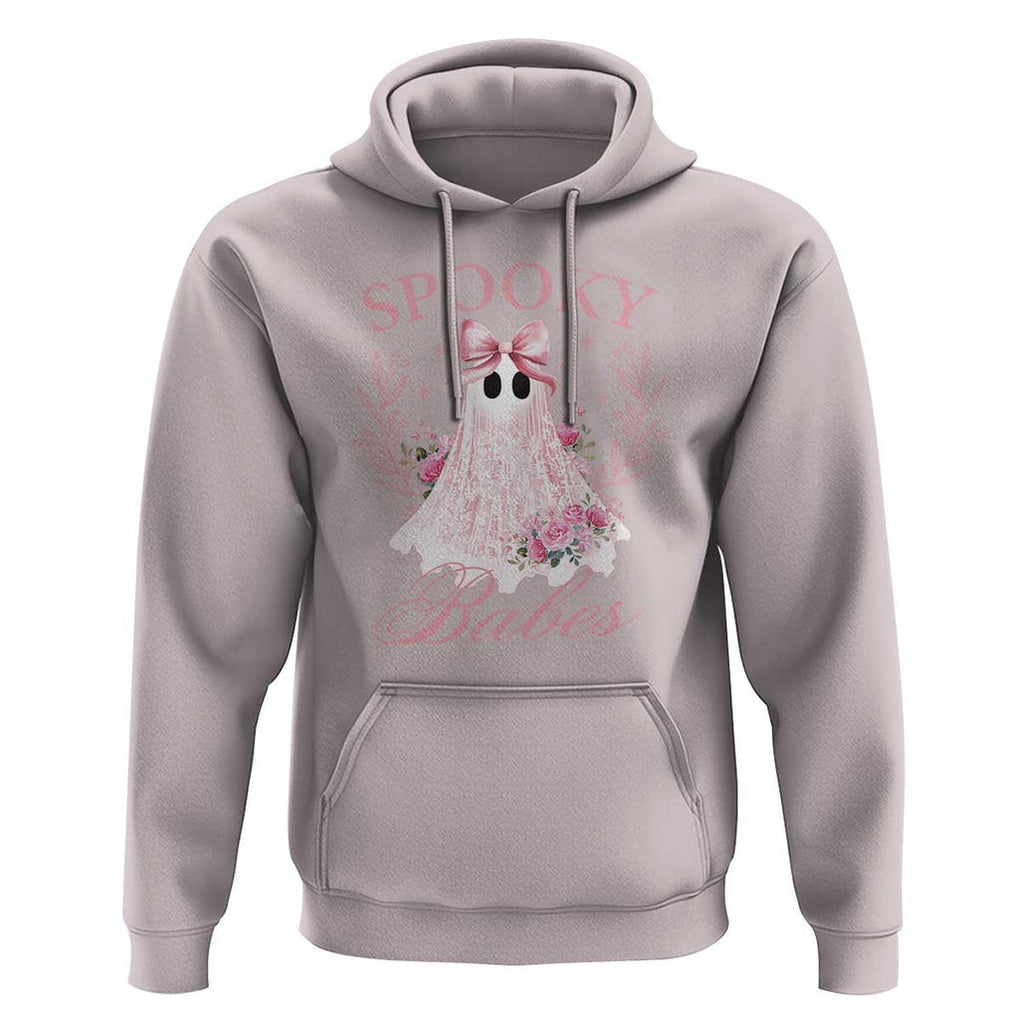 Halloween Hoodie Spooky Babes Pink Ghost Coquette Aesthetic TS11 Ice Gray Print Your Wear