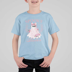 Halloween T Shirt For Kid Spooky Babes Pink Ghost Coquette Aesthetic TS11 Light Blue Print Your Wear
