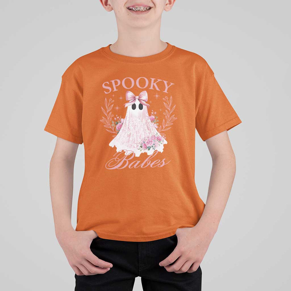 Halloween T Shirt For Kid Spooky Babes Pink Ghost Coquette Aesthetic TS11 Orange Print Your Wear