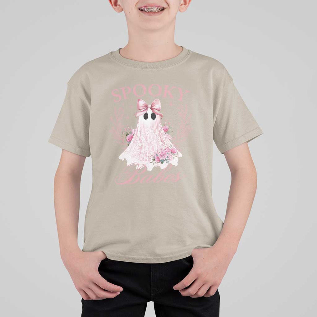Halloween T Shirt For Kid Spooky Babes Pink Ghost Coquette Aesthetic TS11 Sand Print Your Wear