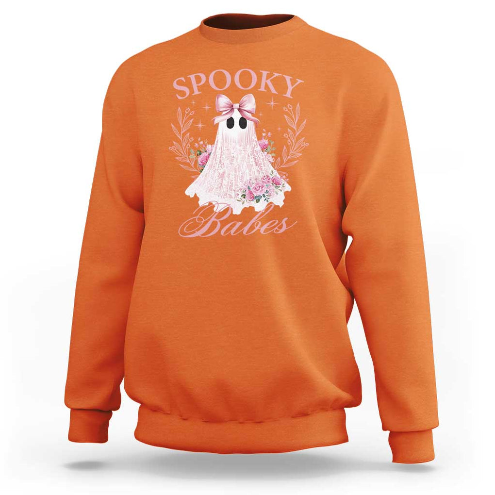 Halloween Sweatshirt Spooky Babes Pink Ghost Coquette Aesthetic TS11 Orange Print Your Wear