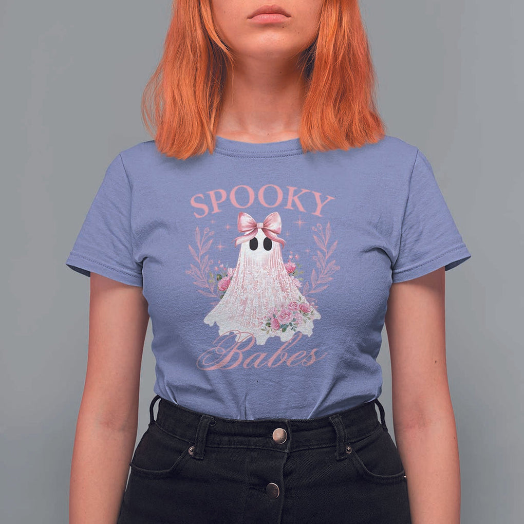 Halloween T Shirt For Women Spooky Babes Pink Ghost Coquette Aesthetic TS11 Violet Print Your Wear