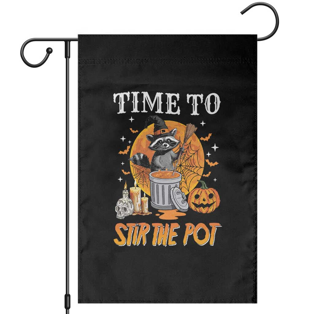 Funny Halloween Garden Flag Time To Stir The Pot Cute Raccoon Pumpkin TS11 Black Print Your Wear
