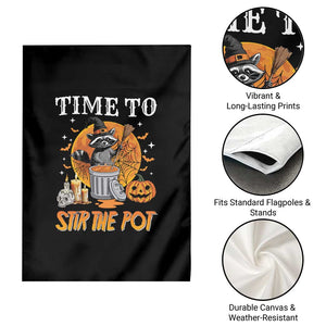 Funny Halloween Garden Flag Time To Stir The Pot Cute Raccoon Pumpkin TS11 Print Your Wear