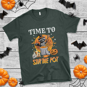Funny Halloween T Shirt Time To Stir The Pot Cute Raccoon Pumpkin TS11 Dark Forest Green Print Your Wear