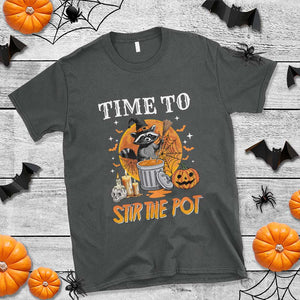 Funny Halloween T Shirt Time To Stir The Pot Cute Raccoon Pumpkin TS11 Dark Heather Print Your Wear