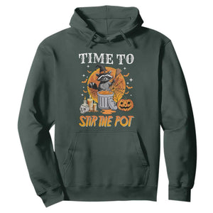Funny Halloween Hoodie Time To Stir The Pot Cute Raccoon Pumpkin TS11 Dark Forest Green Print Your Wear