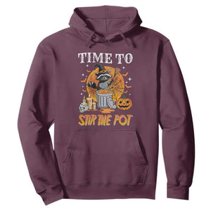 Funny Halloween Hoodie Time To Stir The Pot Cute Raccoon Pumpkin TS11 Maroon Print Your Wear
