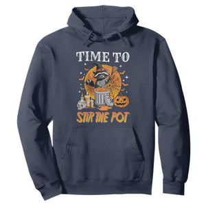 Funny Halloween Hoodie Time To Stir The Pot Cute Raccoon Pumpkin TS11 Navy Print Your Wear