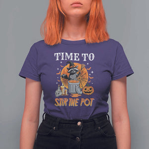 Funny Halloween T Shirt For Women Time To Stir The Pot Cute Raccoon Pumpkin TS11 Purple Print Your Wear