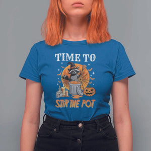 Funny Halloween T Shirt For Women Time To Stir The Pot Cute Raccoon Pumpkin TS11 Royal Blue Print Your Wear