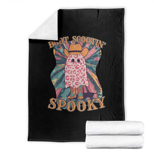 Halloween Western Throw Blanket Boot Scootin' Spooky Cute Country Cowboy Ghost TS11 Black Print Your Wear